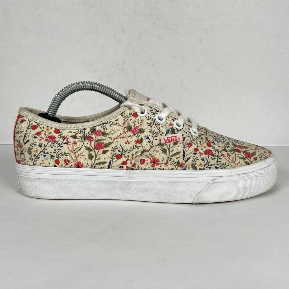 Vans Authentic Shoes Womens Size 6.5 Floral Canvas Low Top Lace Up Skate Sneaker